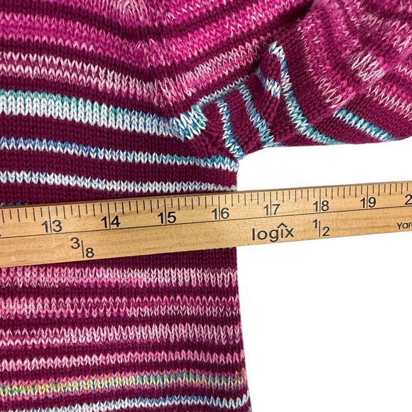 Lands' End Women's Shawl Collar Cardigan M Stripe Knit 100% Cotton Sweater - Picture 7 of 8